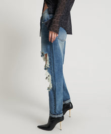 Saints Low Waist Boyfriend Denim Jeans | Blue Love