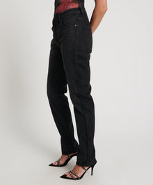 Truckers Mid Waist Straight Leg Denim Jeans | Black Oak