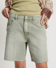 Jacksons Mid Waist Wide Leg Denim Shorts | Khaki