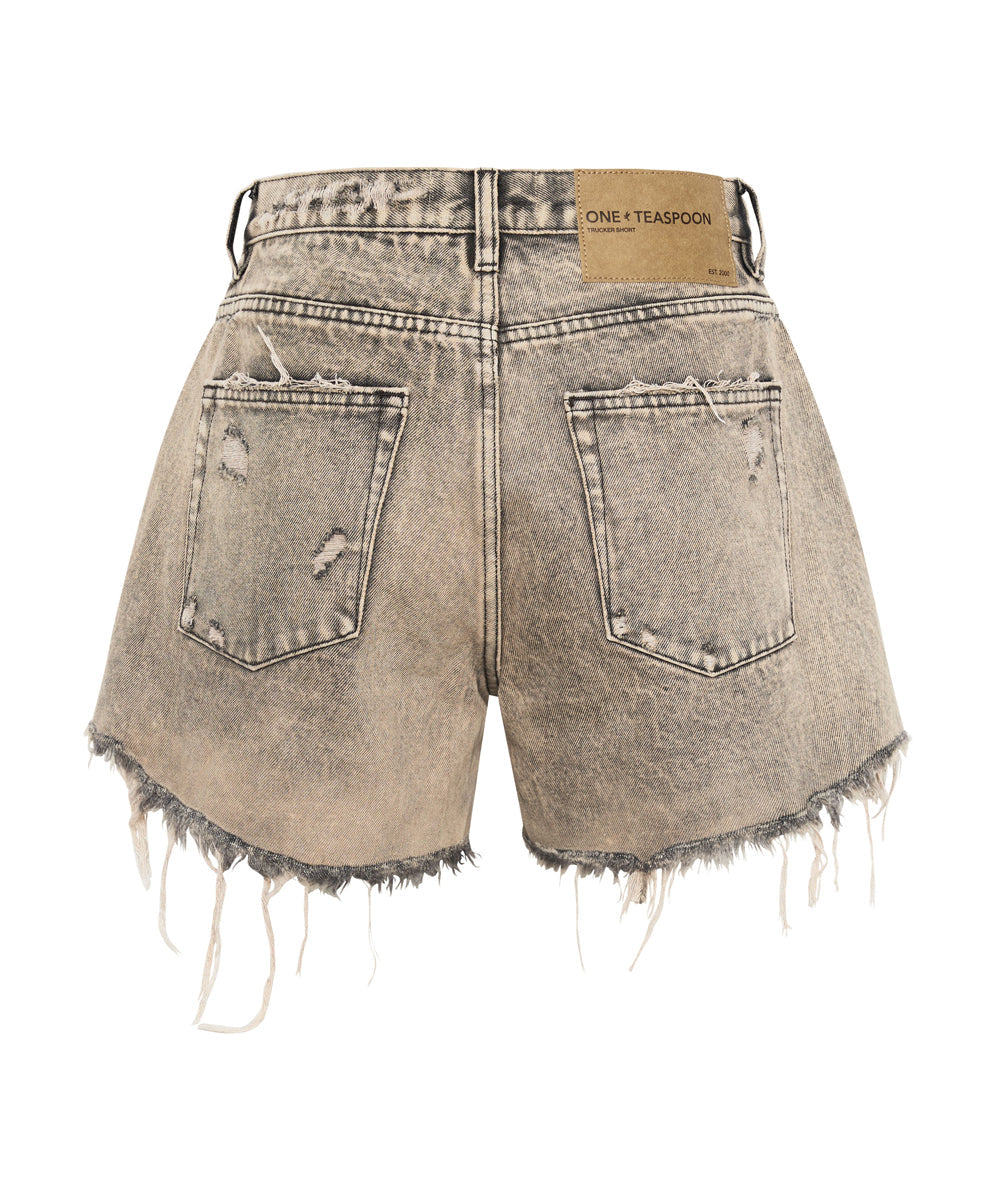 Truckers Mid Waist Relaxed Denim Shorts | Rust