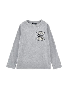 Boys | Dapper Print Organic Cotton T-Shirt | Grey