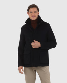 Men | Loro Piana Wool Jacket With Detachable Select Shearling Lamb Collar | Black/Black