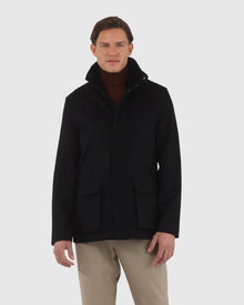 Men | Loro Piana Wool Jacket With Detachable Select Shearling Lamb Collar | Black/Black