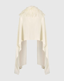 Select Cashmere and Merino Wool Blend Stole with Select Mongolian Lamb Trim | Ivory (V1)