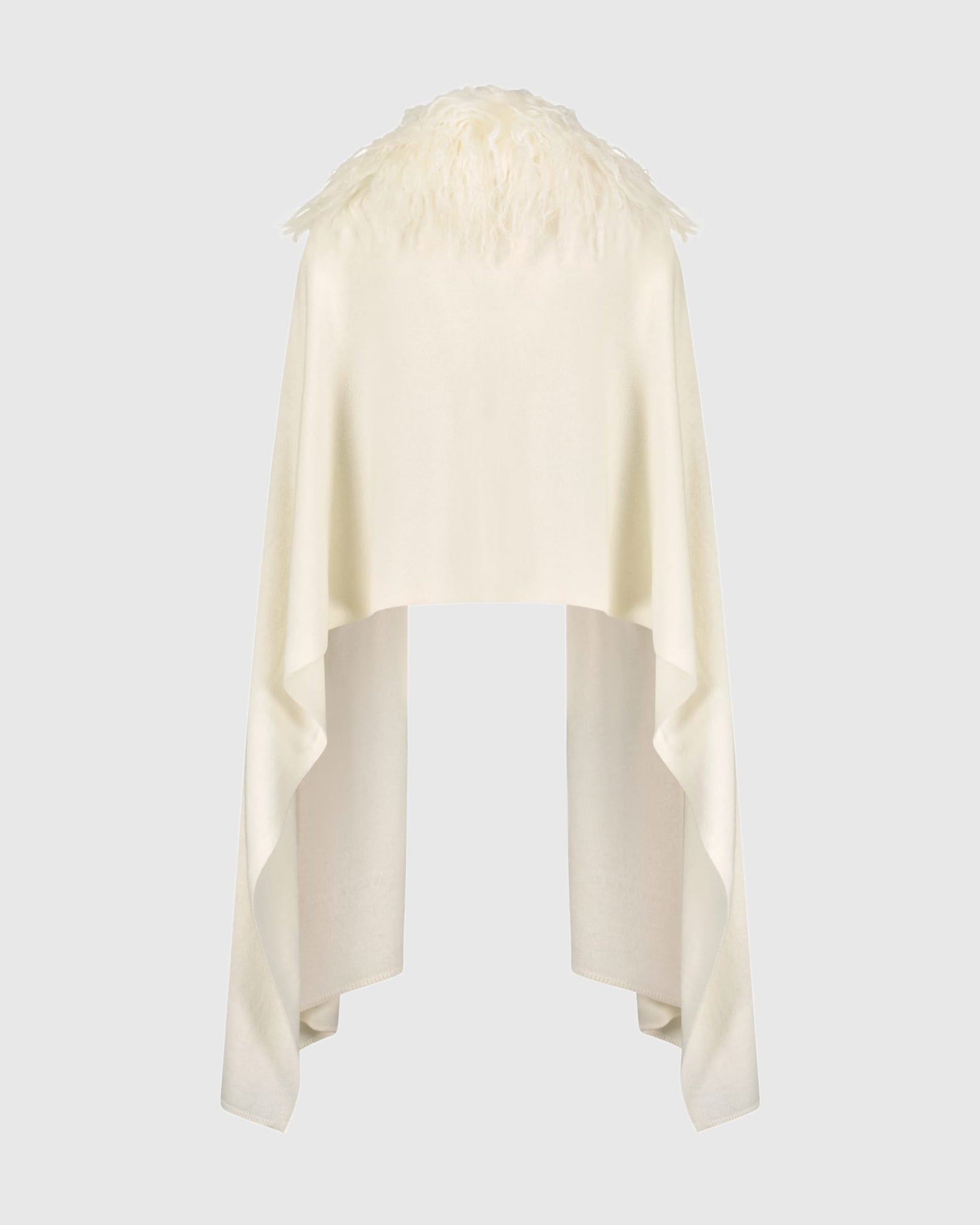 Select Cashmere and Merino Wool Blend Stole with Select Mongolian Lamb Trim | Ivory (V1)