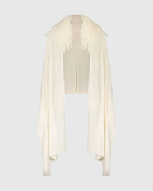Select Cashmere and Merino Wool Blend Stole with Select Mongolian Lamb Trim | Ivory (V1)