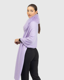 Select Cashmere and Merino Wool Blend Stole with Select Mongolian Lamb Trim | Lilac