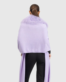 Select Cashmere and Merino Wool Blend Stole with Select Mongolian Lamb Trim | Lilac