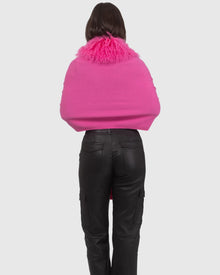 Select Cashmere and Merino Wool Blend Stole with Select Mongolian Lamb Trim | Fuschia
