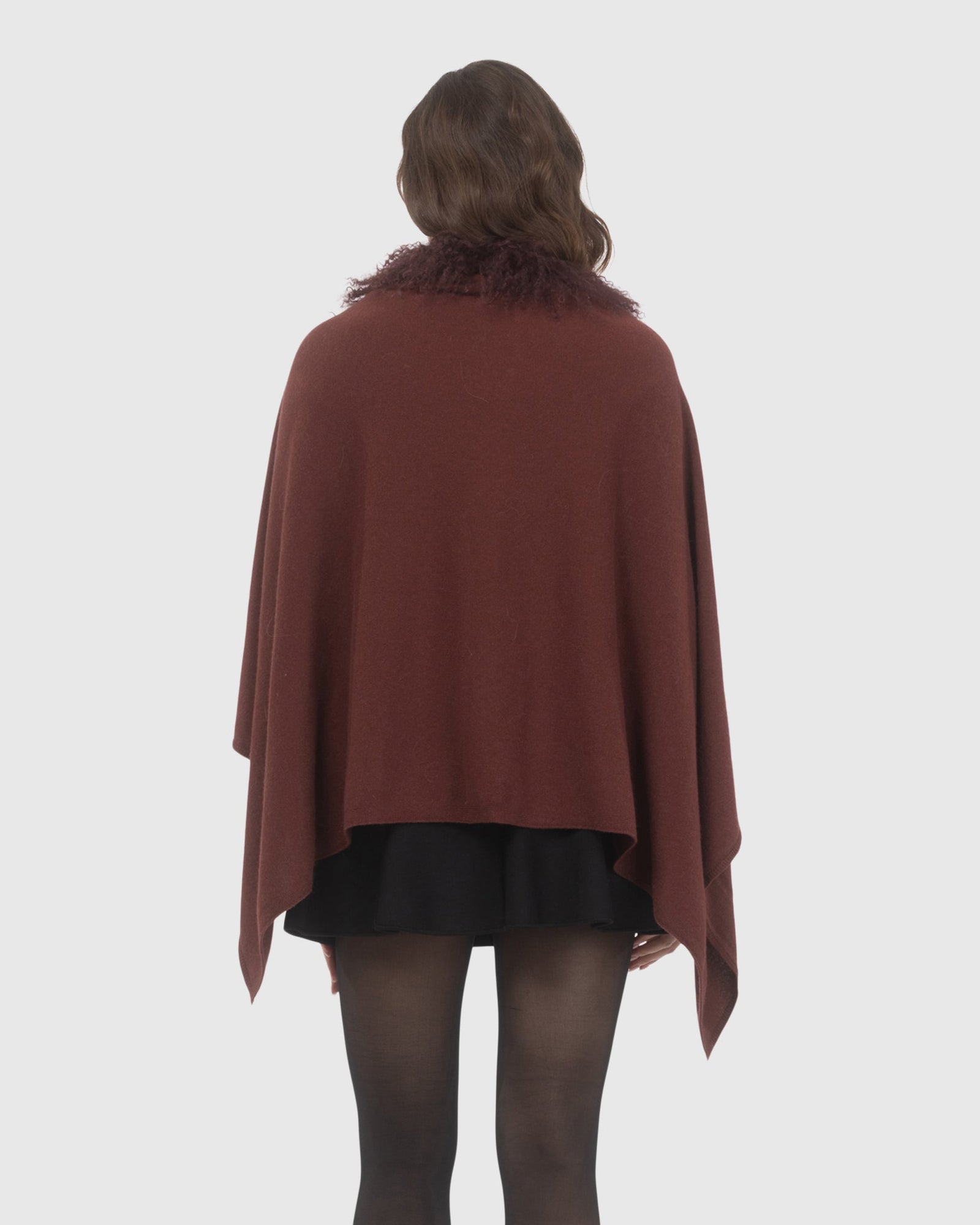 Select Cashmere and Merino Wool Blend Stole with Select Mongolian Lamb Trim | Burgundy