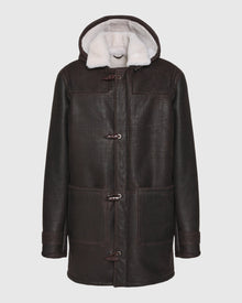 Men | Merino Shearling Lamb Parka | Brown Pattern/White