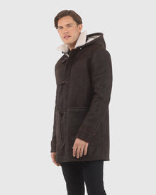 Men | Merino Shearling Lamb Parka | Brown Pattern/White