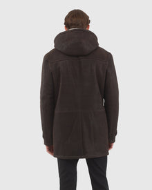 Men | Merino Shearling Lamb Parka | Brown Pattern/White