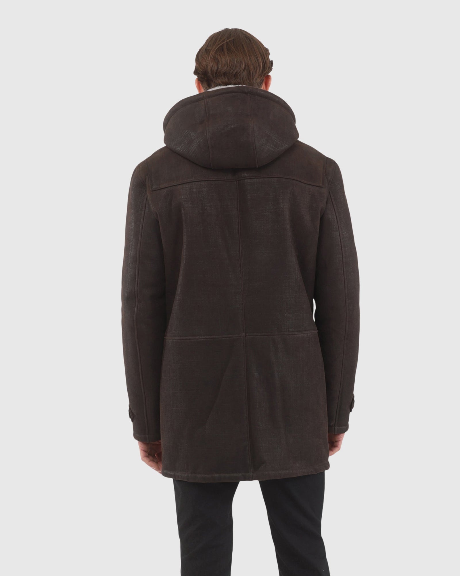 Men | Merino Shearling Lamb Parka | Brown Pattern/White