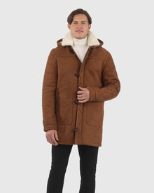 Men | Merino Shearling Lamb Parka | Cognac Pattern/White