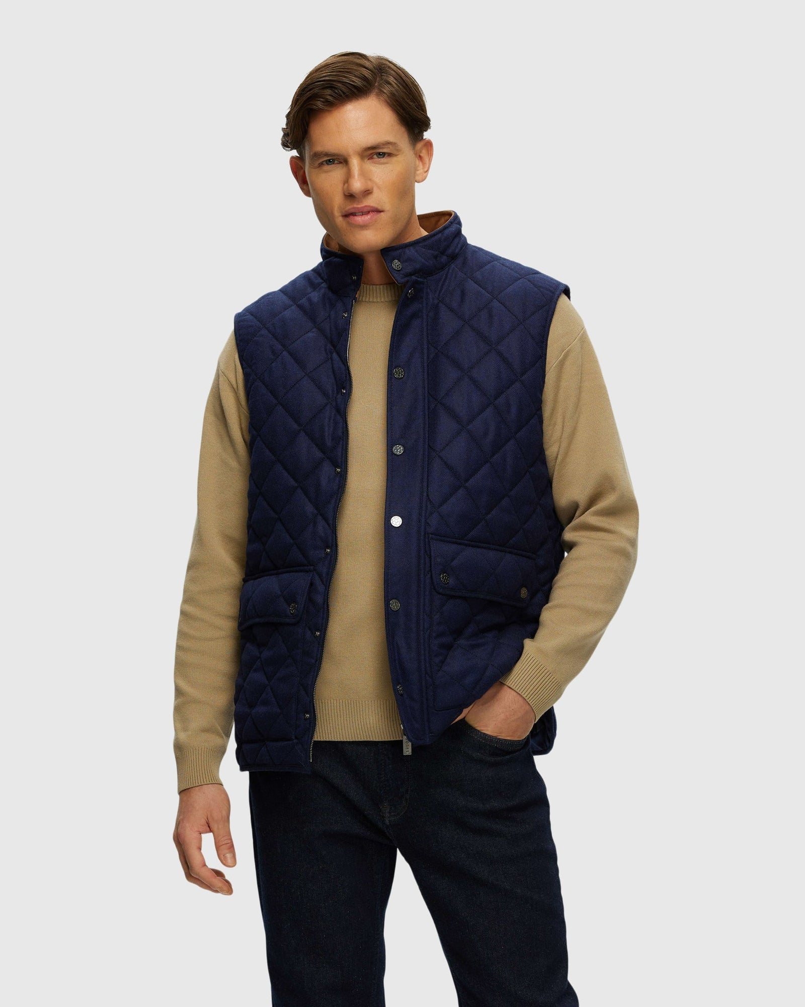 Men | Loro Piana Cashmere & Wool Vest With Suede Trim | Navy/Navy