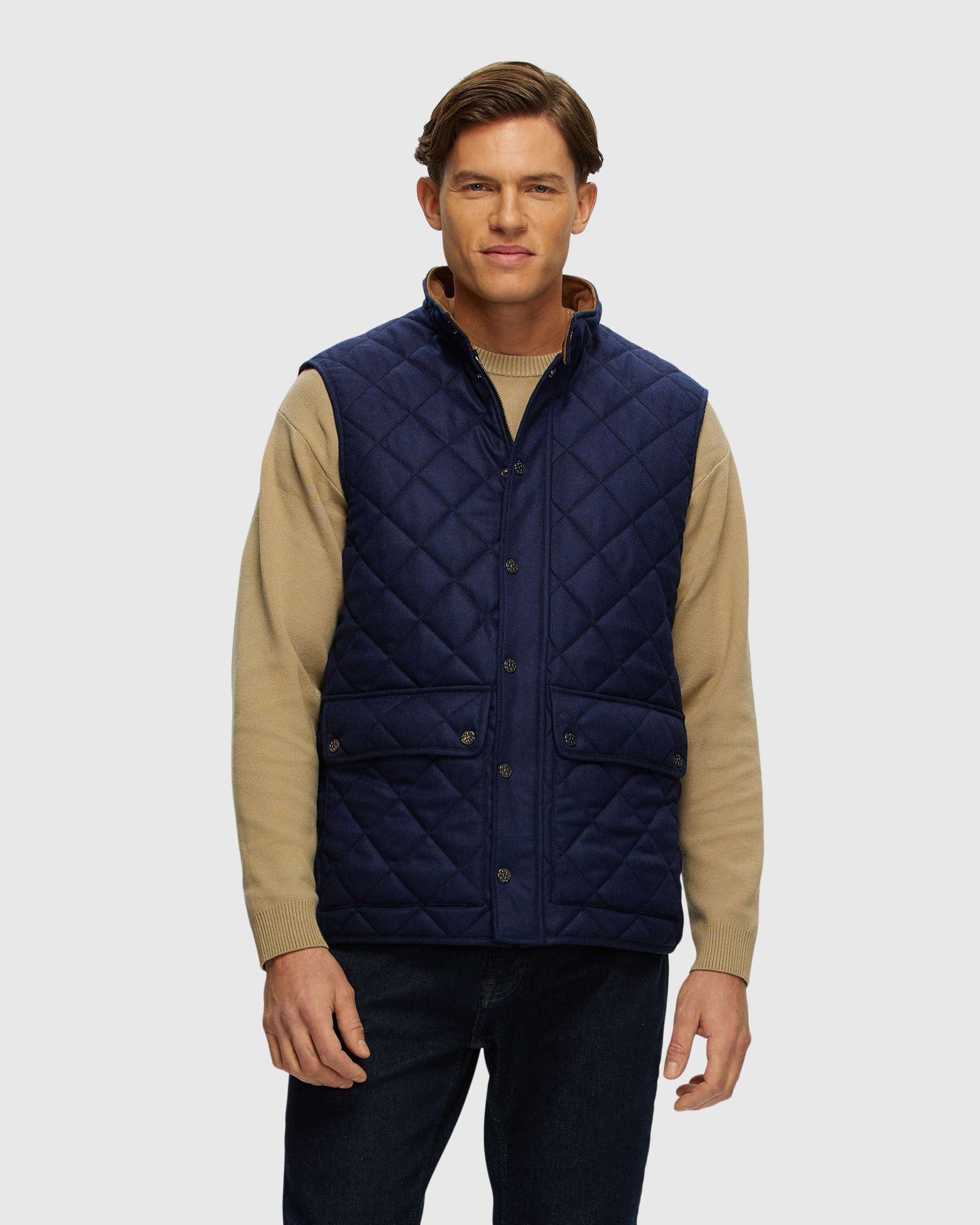 Men | Loro Piana Cashmere & Wool Vest With Suede Trim | Navy/Navy
