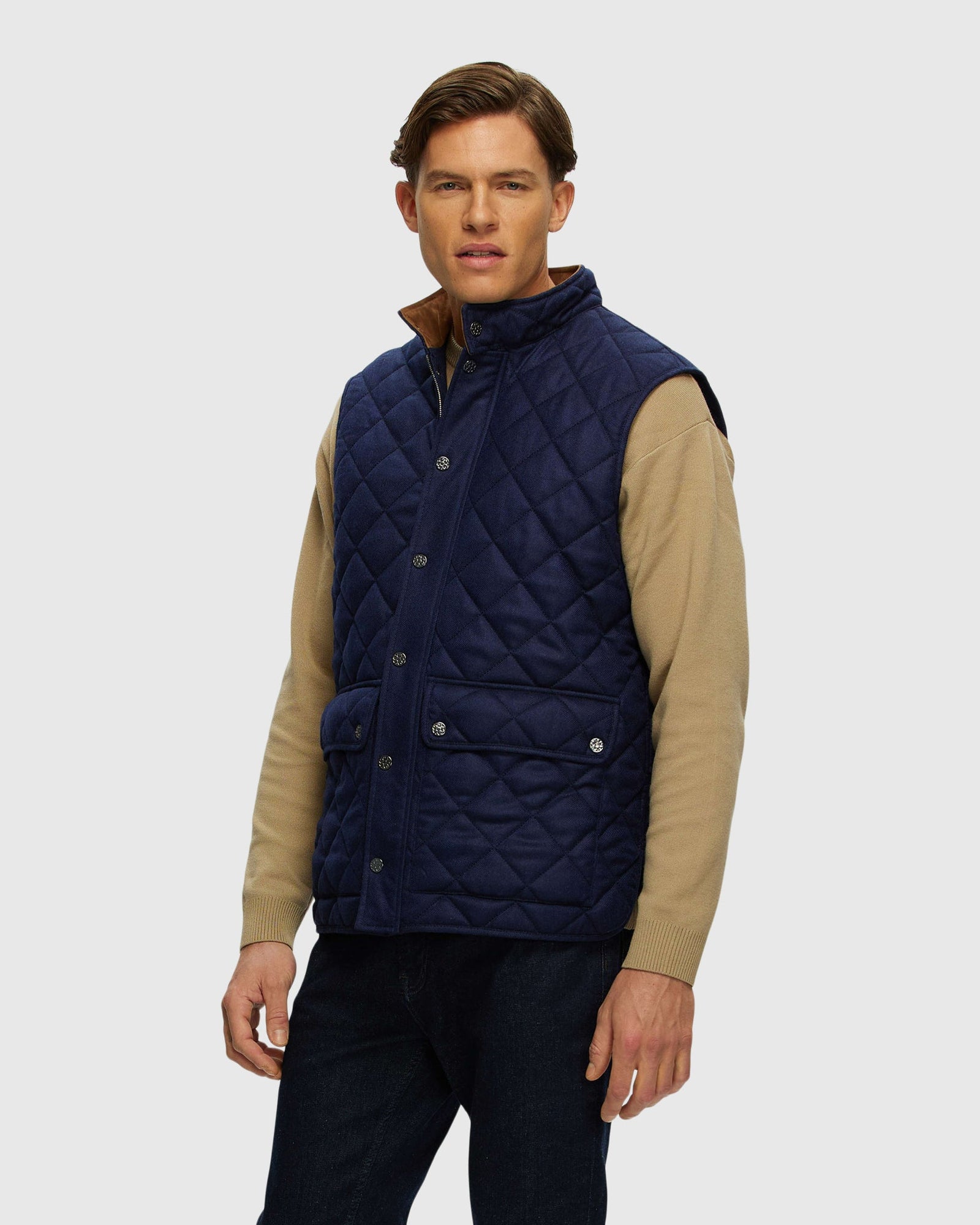 Men | Loro Piana Cashmere & Wool Vest With Suede Trim | Navy/Navy