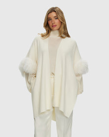 Knit Vest With Select Mongolian Shearling Lamb Trim (Tg) | Ivory