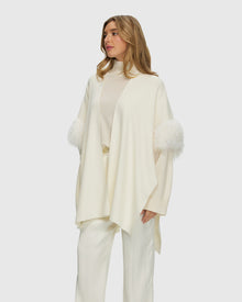 Knit Vest With Select Mongolian Shearling Lamb Trim (Tg) | Ivory
