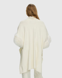 Knit Vest With Select Mongolian Shearling Lamb Trim (Tg) | Ivory
