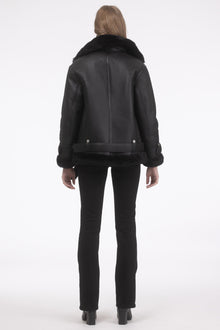 Select Shearling Lamb Zip Moto Jacket | Women | Black