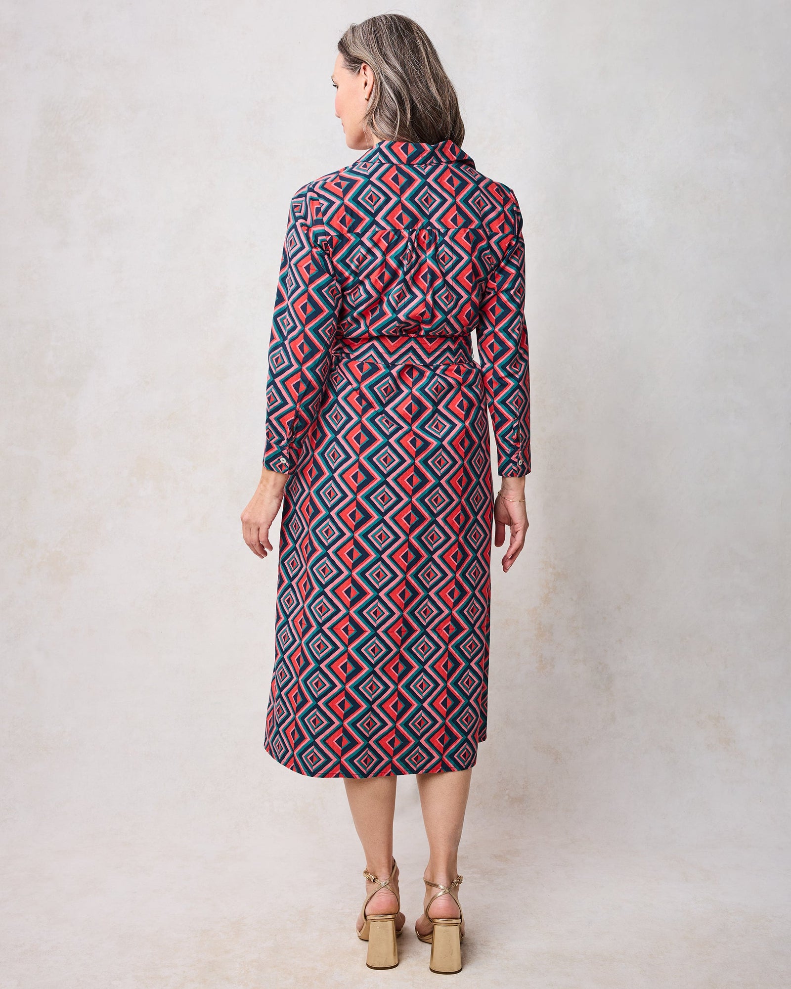 Kaleidoscope Diamond - Monaco Dress - Navy/Red - Printfresh