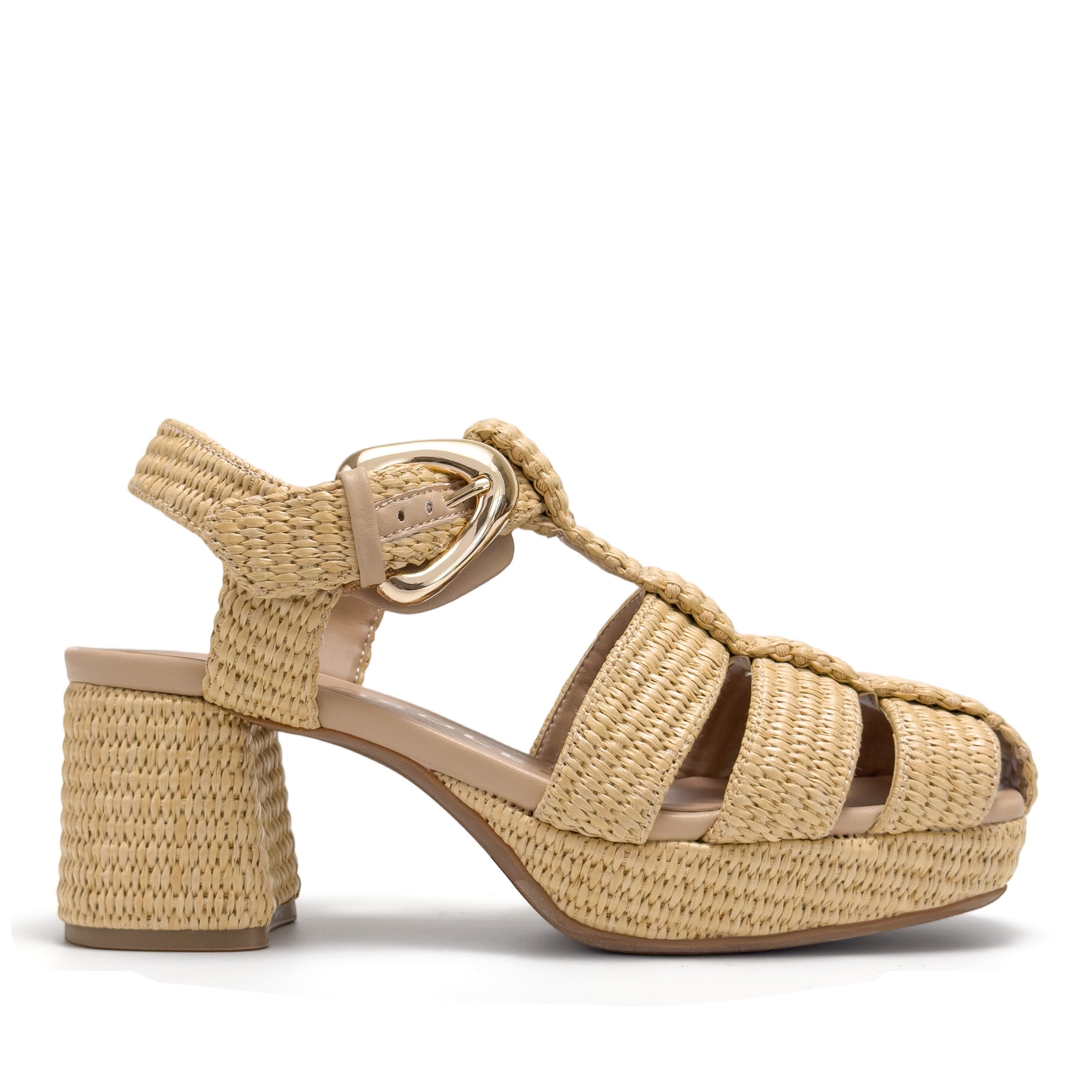 Soave Sandal Platform | Natural/Beige Bisque Basket Raffia
