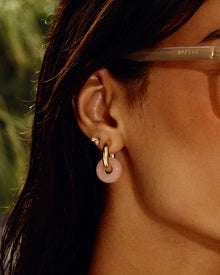 The Rio Washer Hoops | Rose Quartz | Silver
