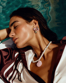 The Rio Washer Hoops | Rose Quartz | Silver