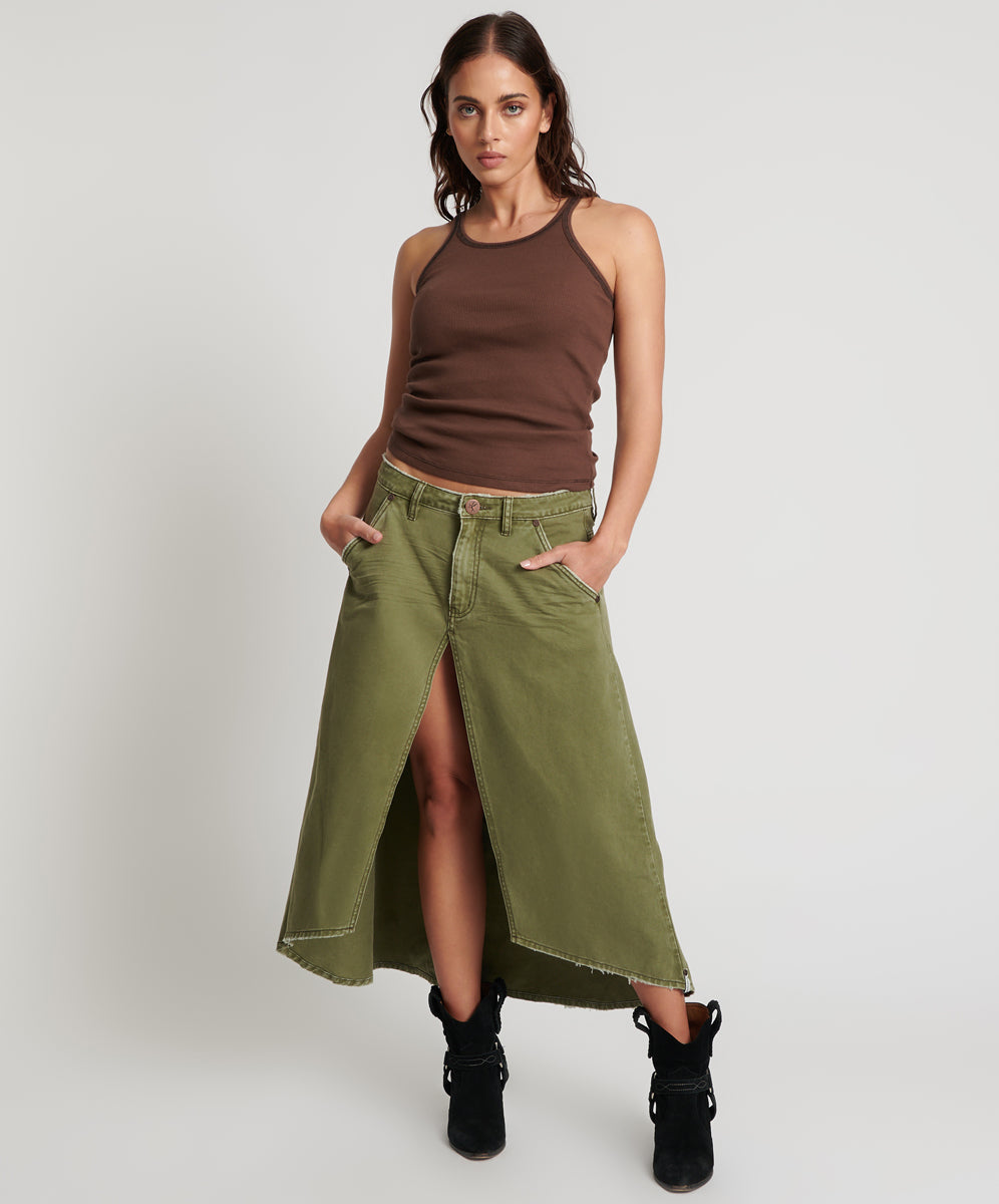 Mrs Carter Low Waist Long Denim Skirt | St Khaki