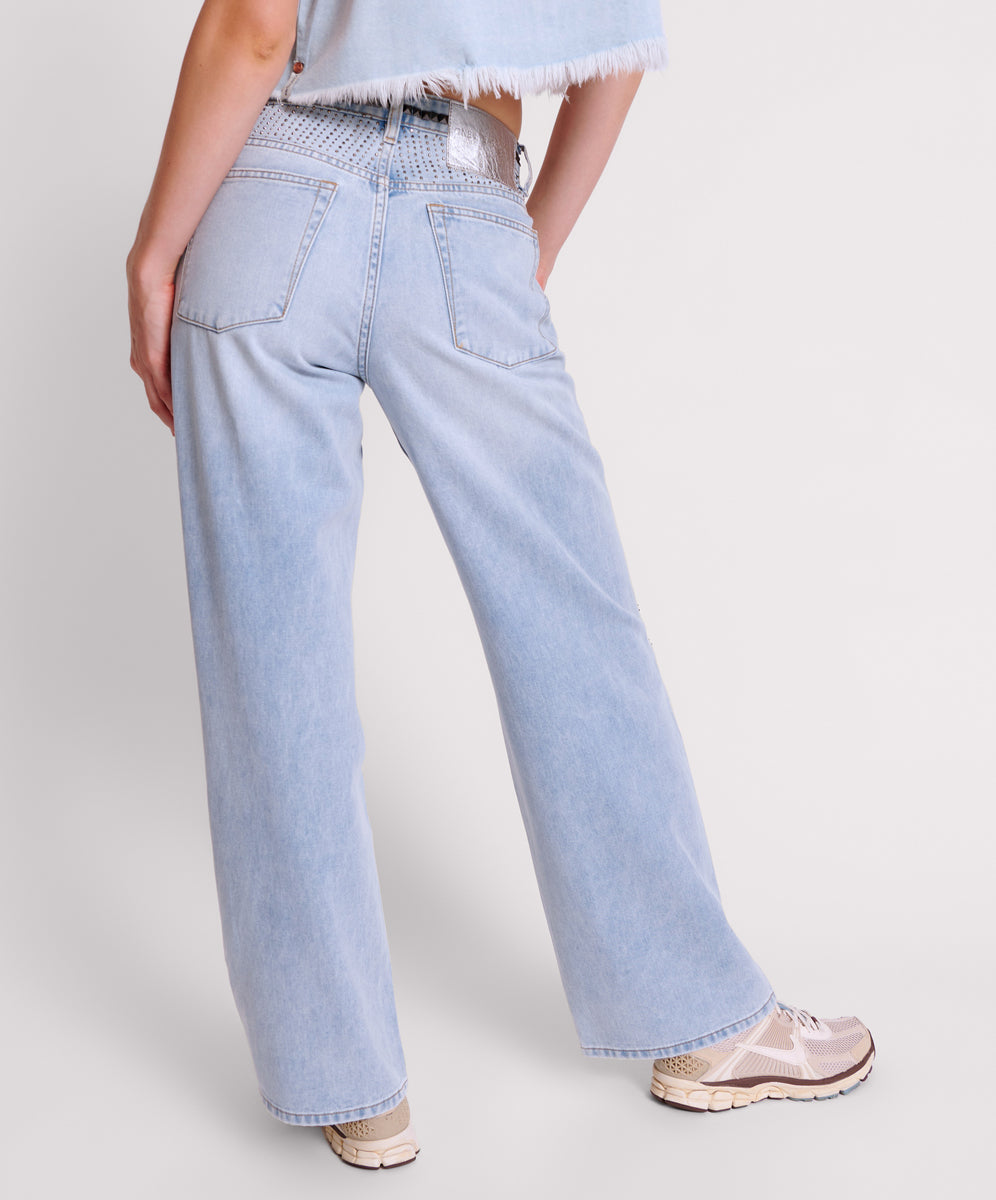 Jackson Mid Waist Wide Leg Denim Jeans | Blue Latte