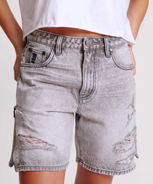 Jacksons Mid Waist Wide Leg Denim Shorts | Slate Acid