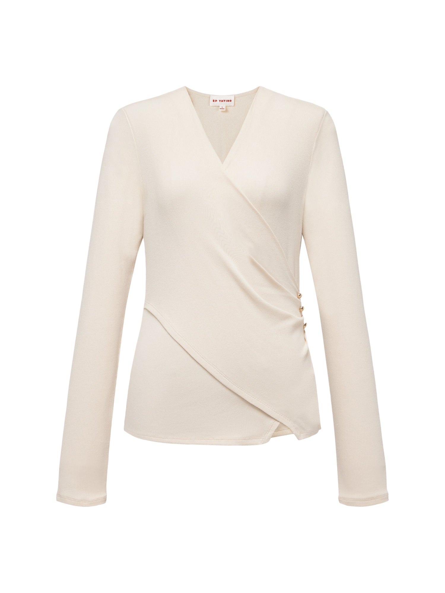 V-Neck Slim-Fit Slimming Top | Beige