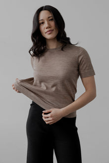 Crew Neck Sweater Tee | Cedar Heather