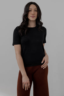 Crew Neck Sweater Tee | Black
