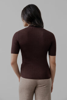 Mock Ribbed Pullover In Ultra Fine Alpaca Silk | Rust