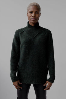 Wrap Collar Baby Alpaca Pullover | Green Envy