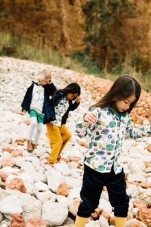 Unisex | Organic Cotton Long Sleeve Woven Collared Shirt | Vild Lab No. 12 - Earth Rocks! Print
