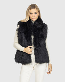 Select Lamb Vest With Stand Collar | Black