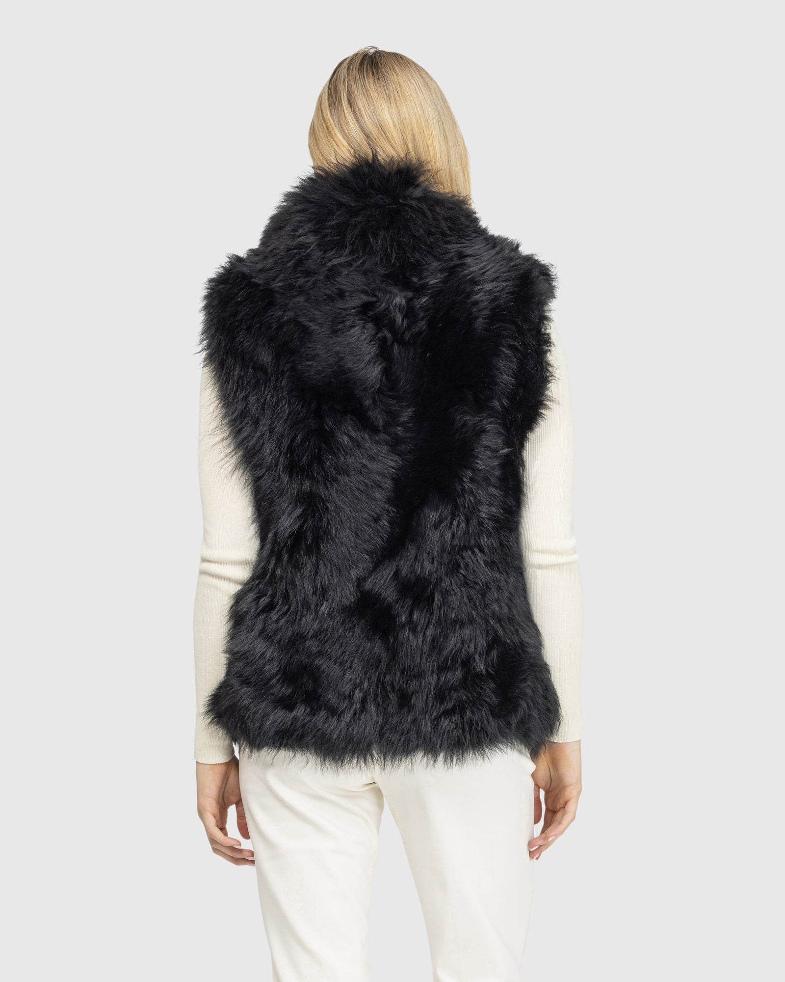 Select Lamb Vest With Stand Collar | Black