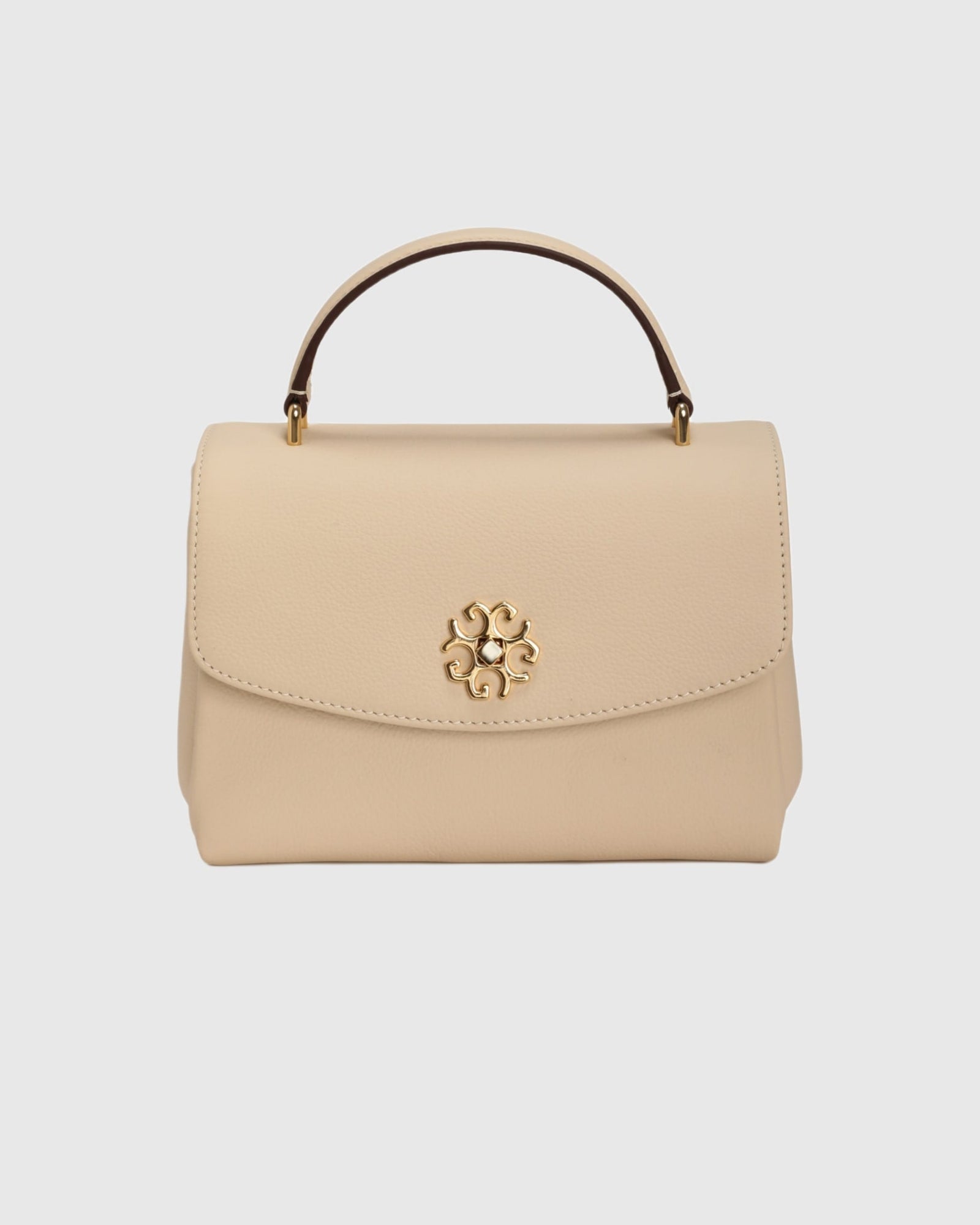 Top Handle Leather Satchel | Beige (V2)