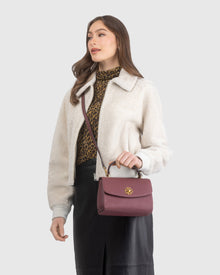 Top Handle Leather Satchel | Burgundy