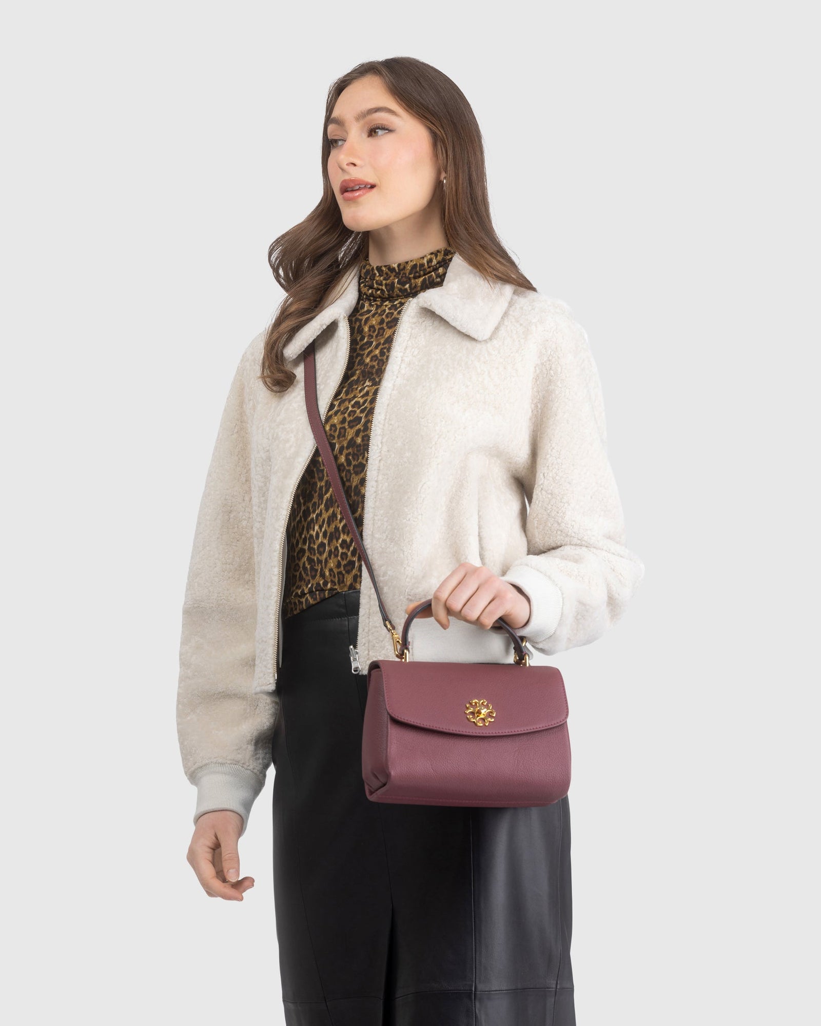 Top Handle Leather Satchel | Burgundy