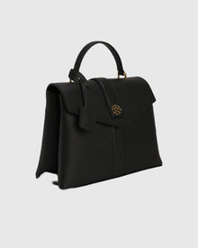 Top Handle Leather Envelope Satchel | Black