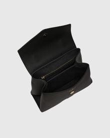 Top Handle Leather Envelope Satchel | Black