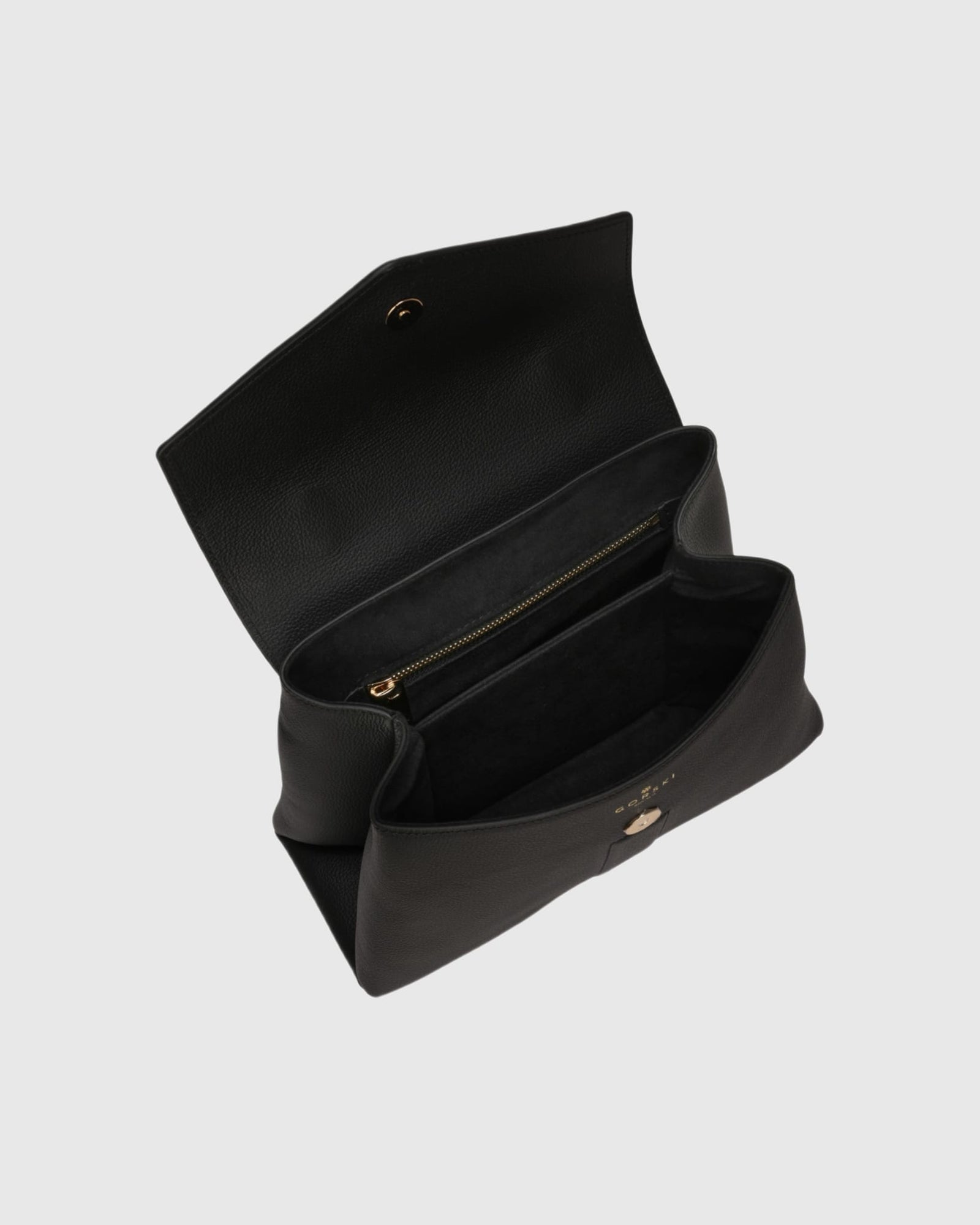 Top Handle Leather Envelope Satchel | Black