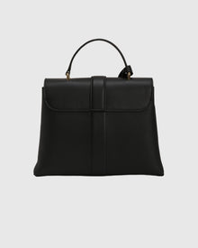 Top Handle Leather Envelope Satchel | Black
