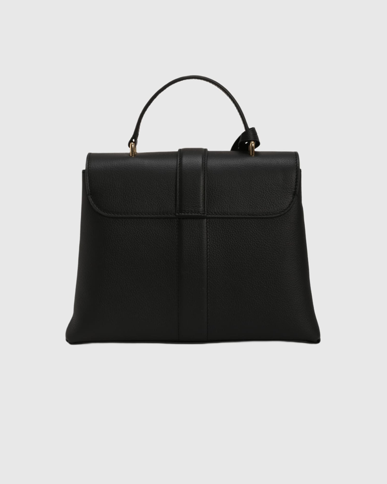 Top Handle Leather Envelope Satchel | Black