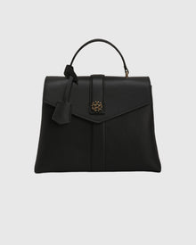 Top Handle Leather Envelope Satchel | Black